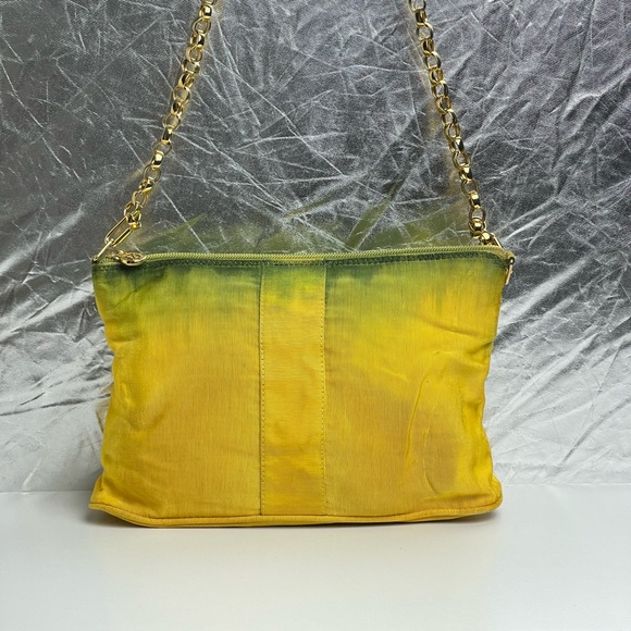 Vintage RARE Fendi Ombré Green and Yellow Canvass with Gold Chain Strap - Picture 2 of 15